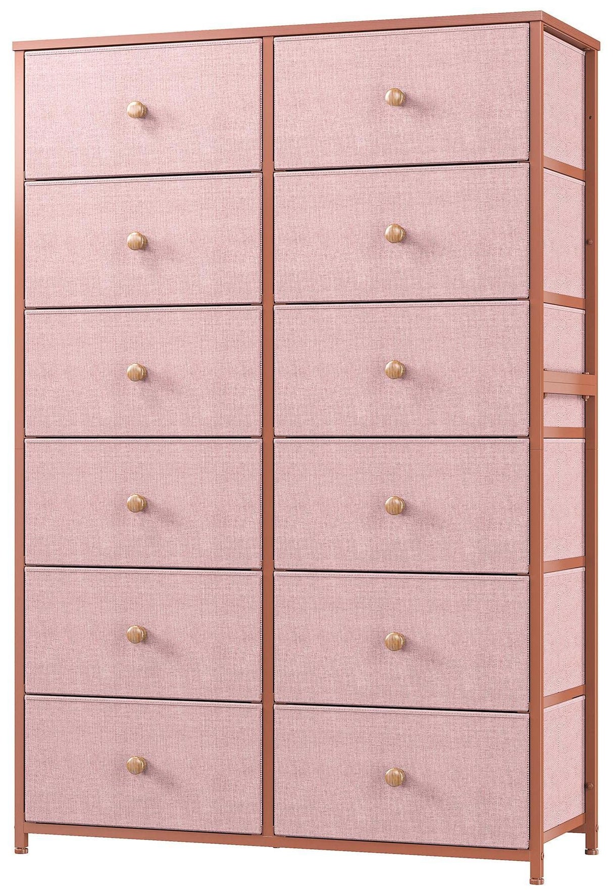 Pink Dresser, Dresser for Bedroom with 12 Drawers