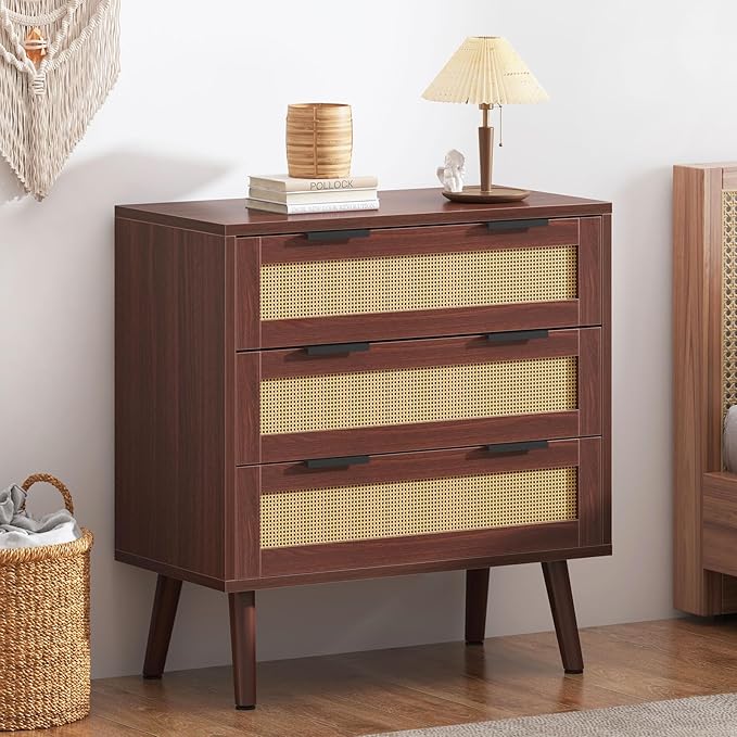 Sideboard Buffet Cabinet, Kitchen Storage Cabinet with Rattan Doors, Liquor Cabinet Bar