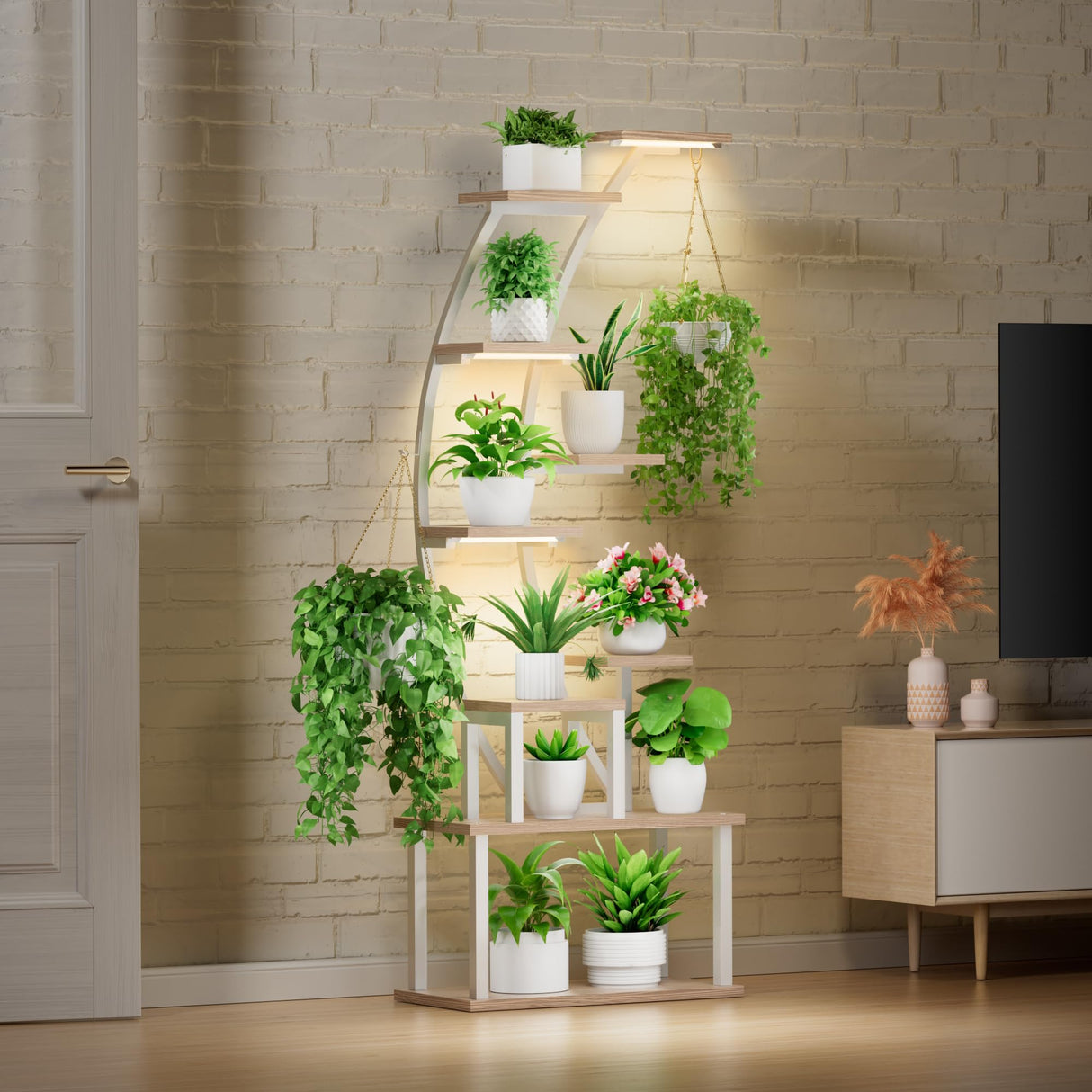 LumiGrow Arc – 9 Tier Half-Moon Metal Plant Stand with Grow Lights