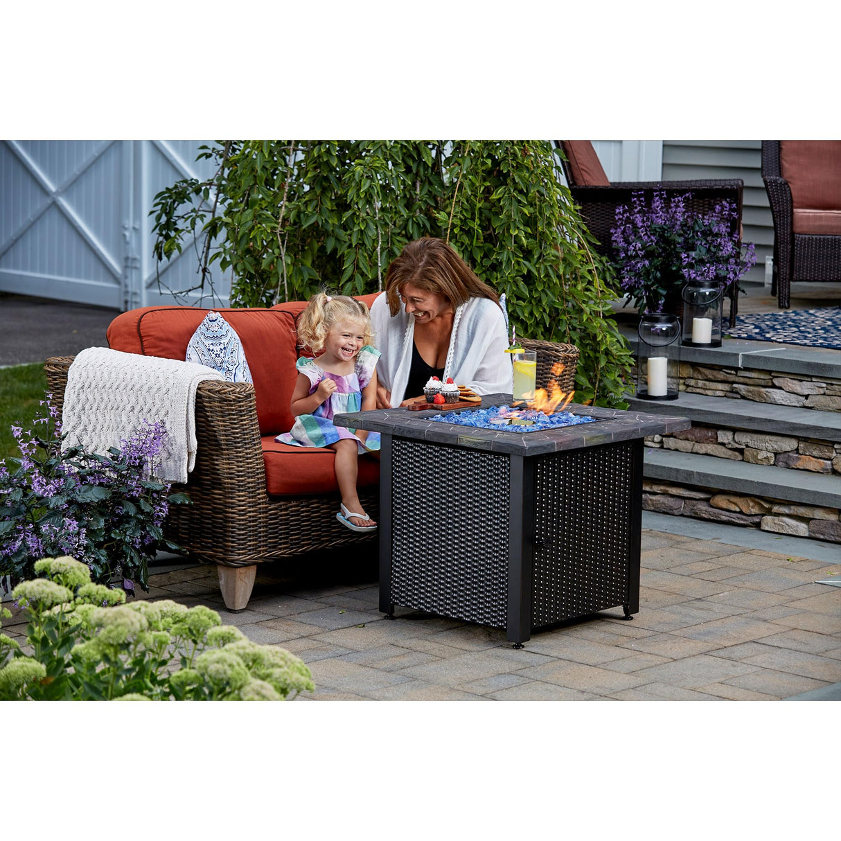GAD1401GB LP Gas Outdoor Fire Pit, Blue Glass