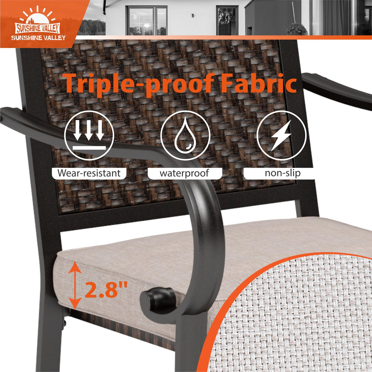 5 Pieces Patio Dining Set for 4, Wicker Outdoor Dining Set with Round Patio Table