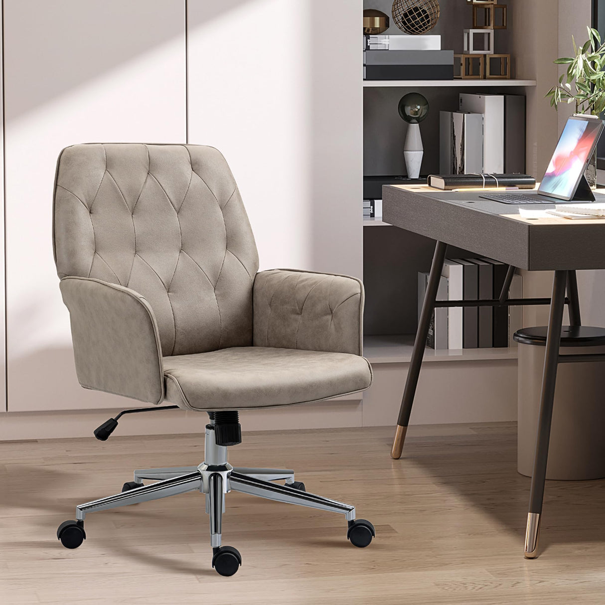 Microfiber Home Office Chair, Tufted Height Adjustable Computer Desk Chair
