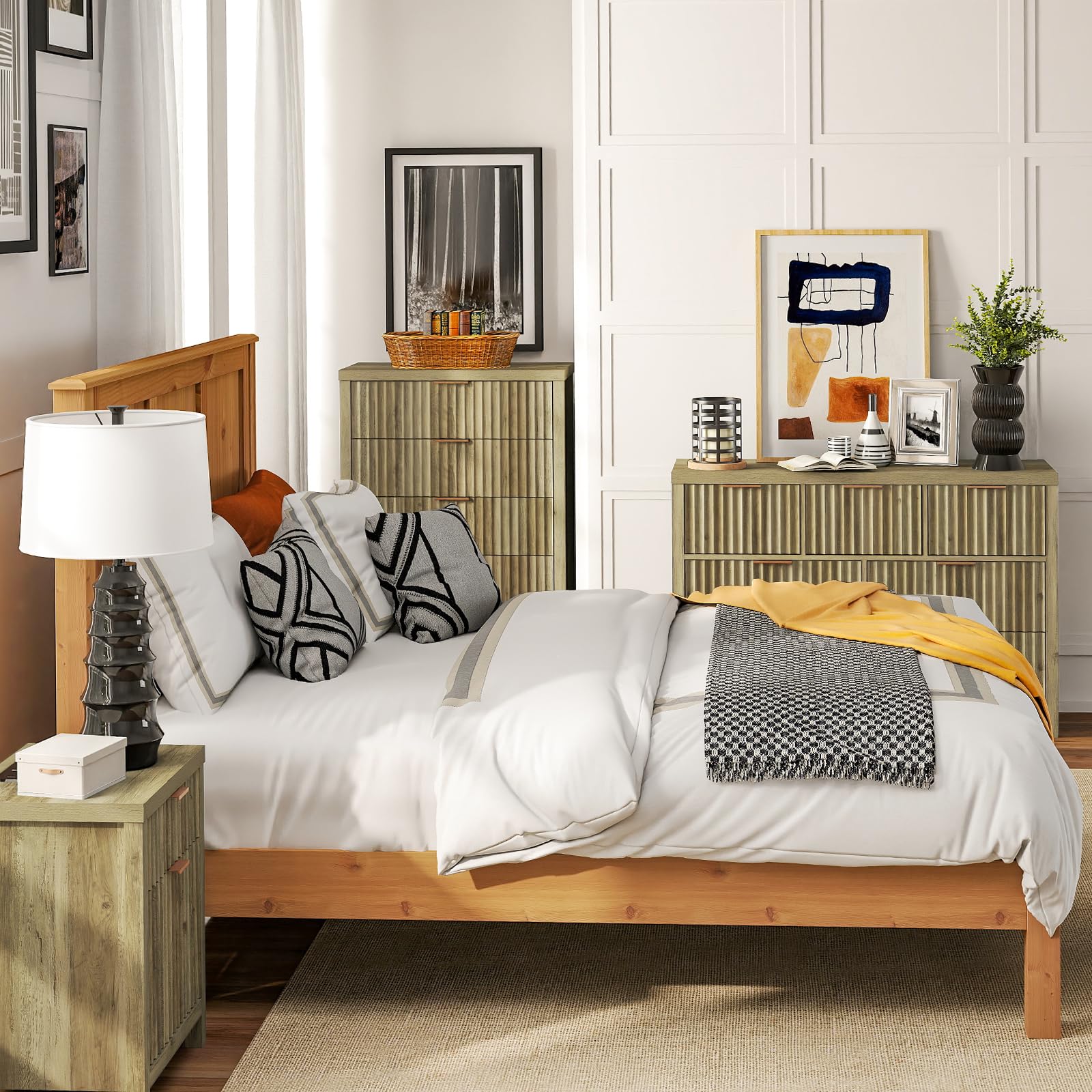 Dresser for Bedroom, 7 Drawer Fluted Dressers