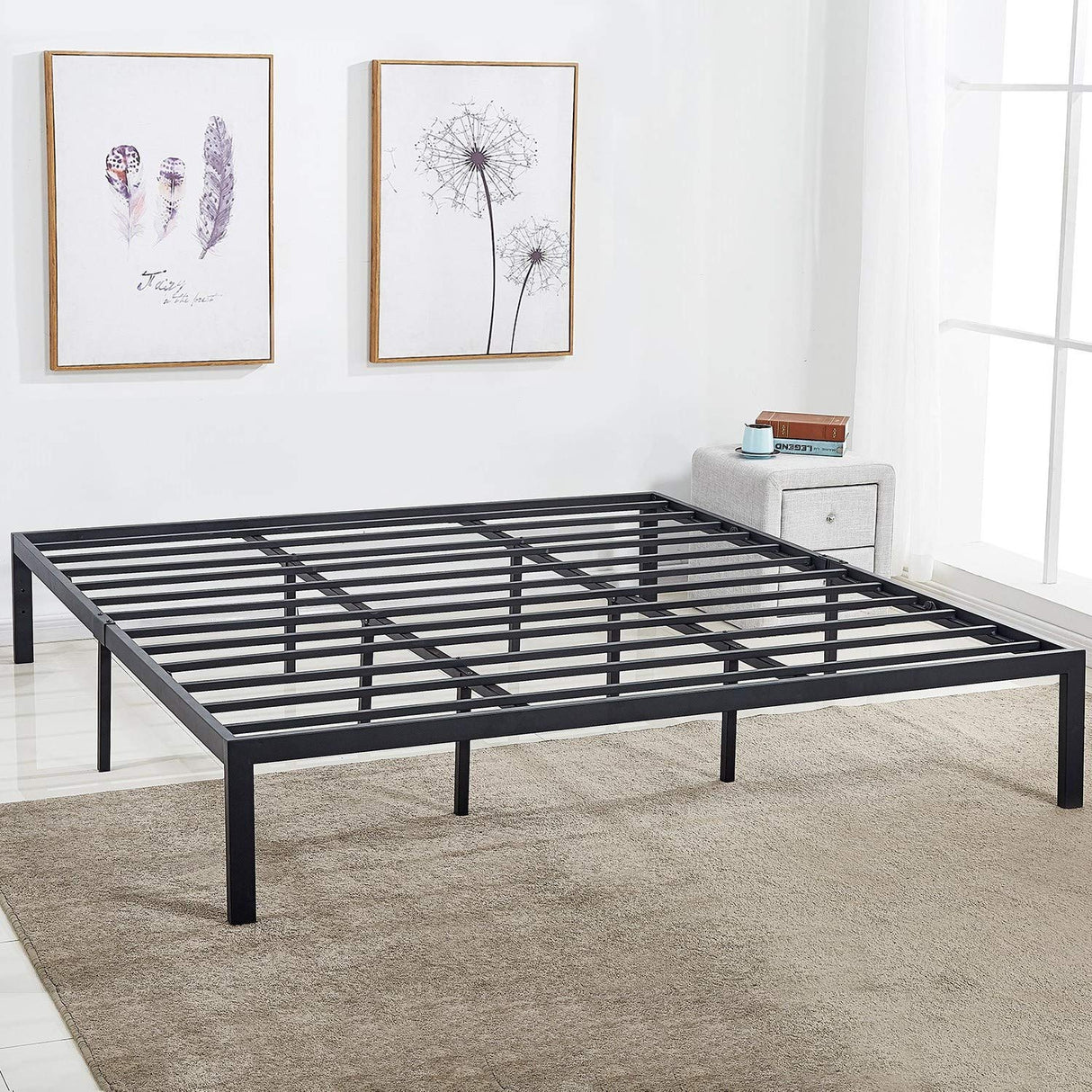 14 inch King Metal Platform Bed Frame, Mattress Foundation