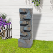 37.4''H Outdoor Indoor Garden Water Fountain 5 Tiers Cascading Rock Natural Waterfall