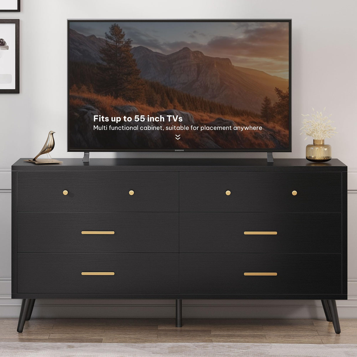 White 6 Drawers Dresser/Modern Wood Dresser Chest of Drawers