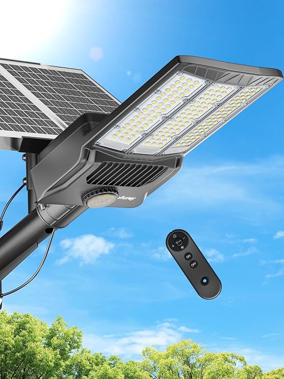 Ofuray Of-9800W Solar Street Lights Outdoor, 750000Lm Solar Parking Lot Lights Commercial Dusk to Dawn, 6500k IP67 Big Power with Remote Control for Street,Court,Yard