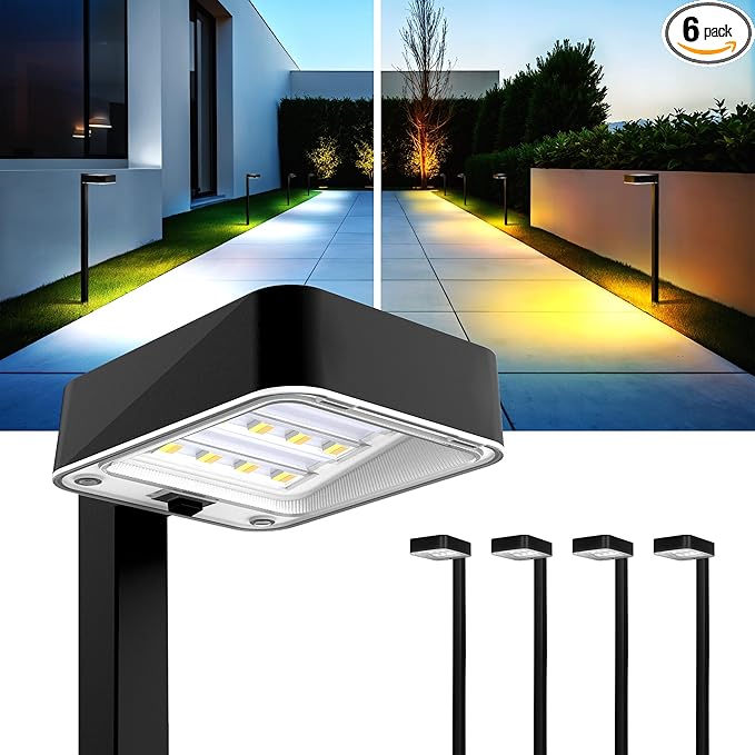 Solar Pathway Lights Outdoor,6 Pack Bright Modern Solar Lights Waterproof