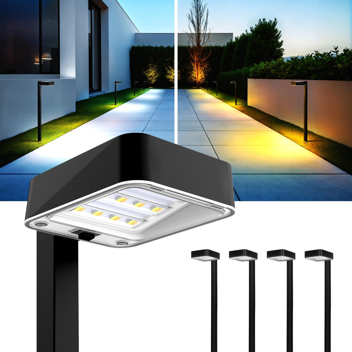 Solar Pathway Lights Outdoor,6 Pack Bright Modern Solar Lights Waterproof