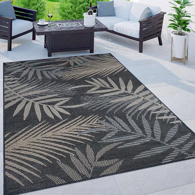 Bahama Palm Frond Indoor/Outdoor Non-Shedding Patio Deck Backyard