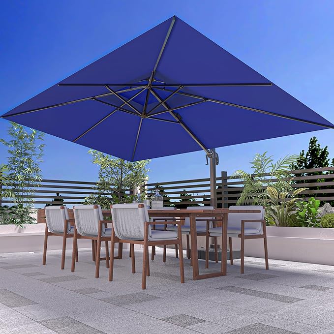 10' X 13' Outdoor Patio Umbrella Large Rectangle Cantilever Umbrella Heavy Duty 360