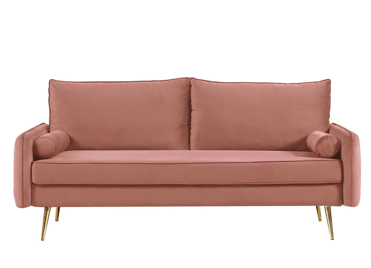 Container Luxury 2-Piece Sofa Set, Chesterfield-Inspired Design with Scrolled Arms, Nailhead Accents & Channel Tufting, Soft Velvet Upholstery, High-Density Foam for Comfortable Seating, Rose