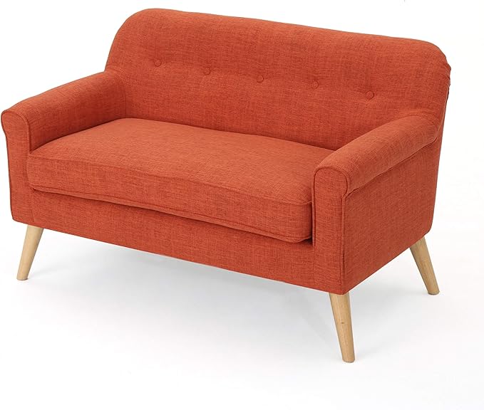 Mariah Mid-Century Modern Loveseat, Muted Orange