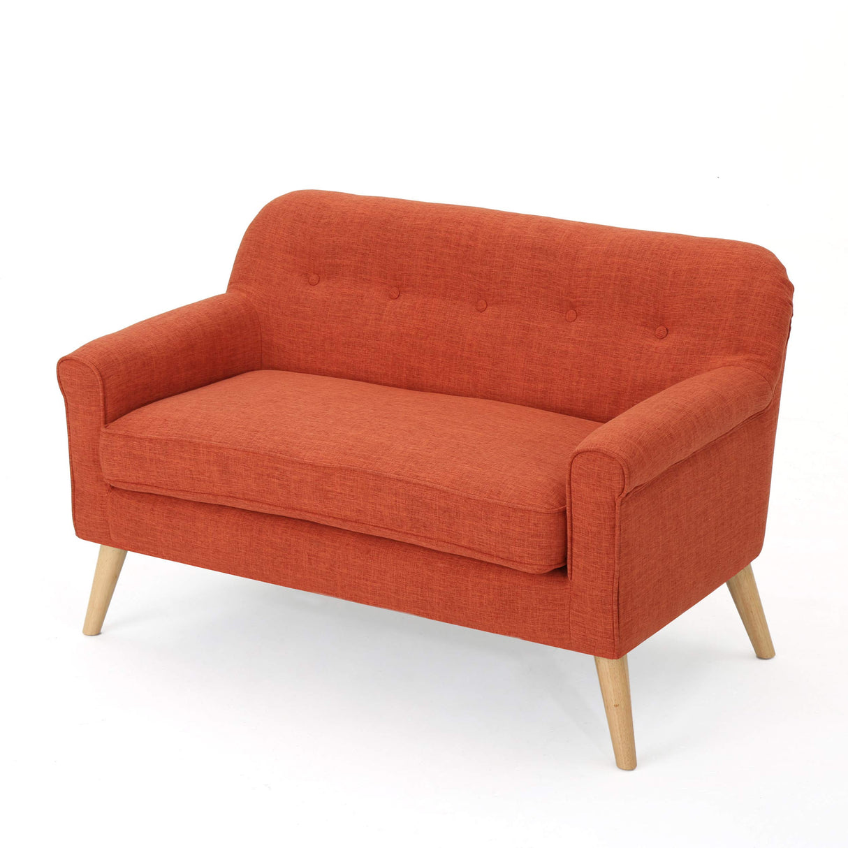 Mariah Mid-Century Modern Loveseat, Muted Orange