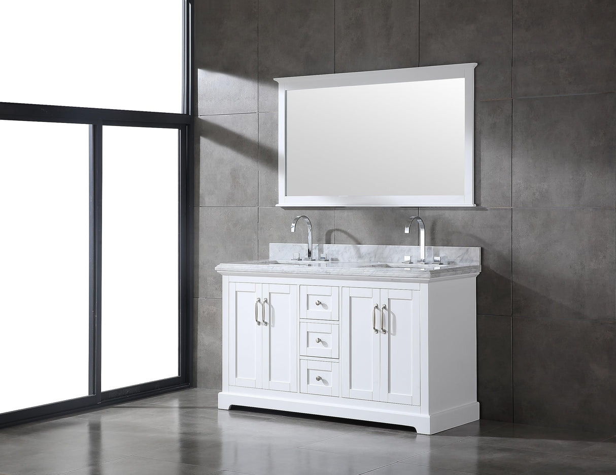 Mareo 60" Solid Wood Double Sink Bathroom Vanity | Marble Countertop & Backsplash