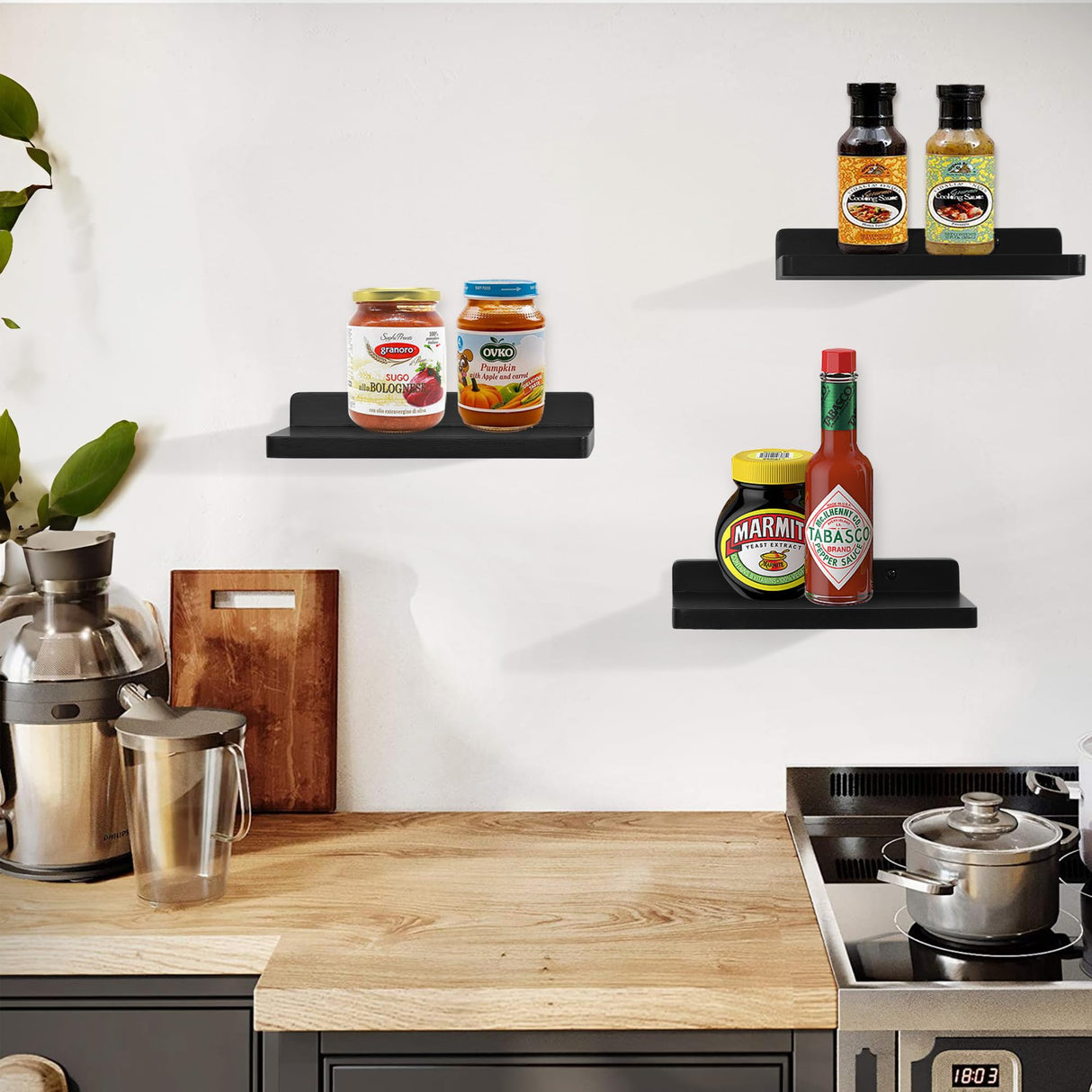 Small Floating Shelf,5 x 8.5 Inch,Set of 3 Small Wall Shelf for Bedroom Living Room