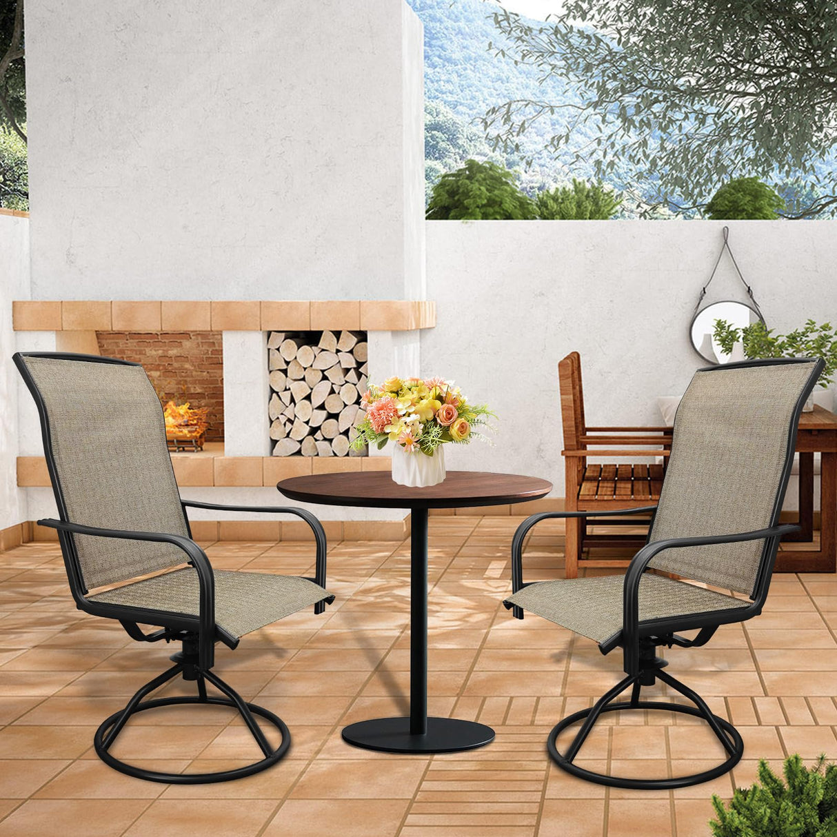 Patio Dining Chairs Set of 2, Outdoor Dining Chairs with All-Weather Textilene Mesh