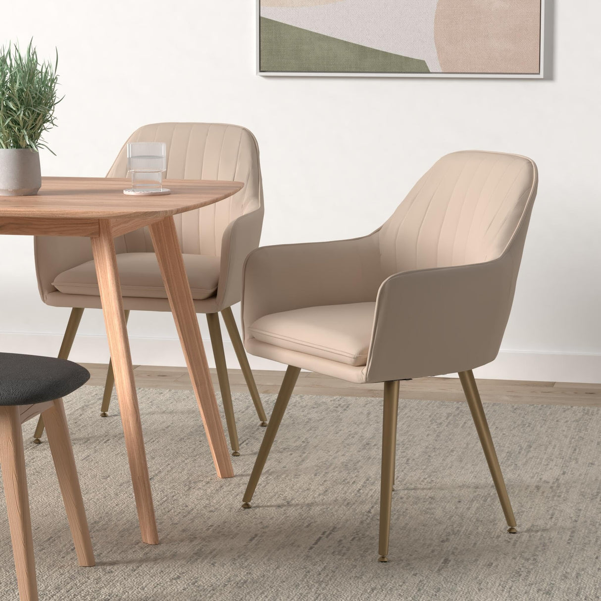 Velvet Dinning Chair Set of 4 Mid-Back Accent Chair Modern Leisure Armchair with Gold