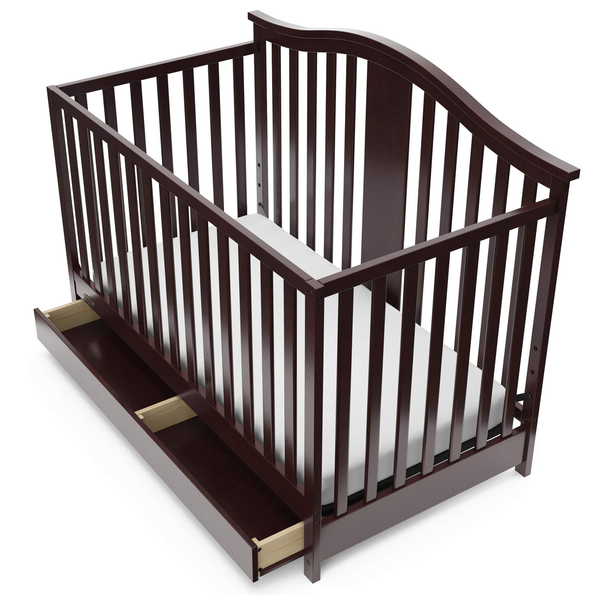 4-in-1 Convertible Crib with Drawer (Espresso) – GREENGUARD Gold Certified, Crib with Drawer Combo, Includes Full-Size Nursery Storage Drawer, Converts to Toddler Bed and Full-Size Bed