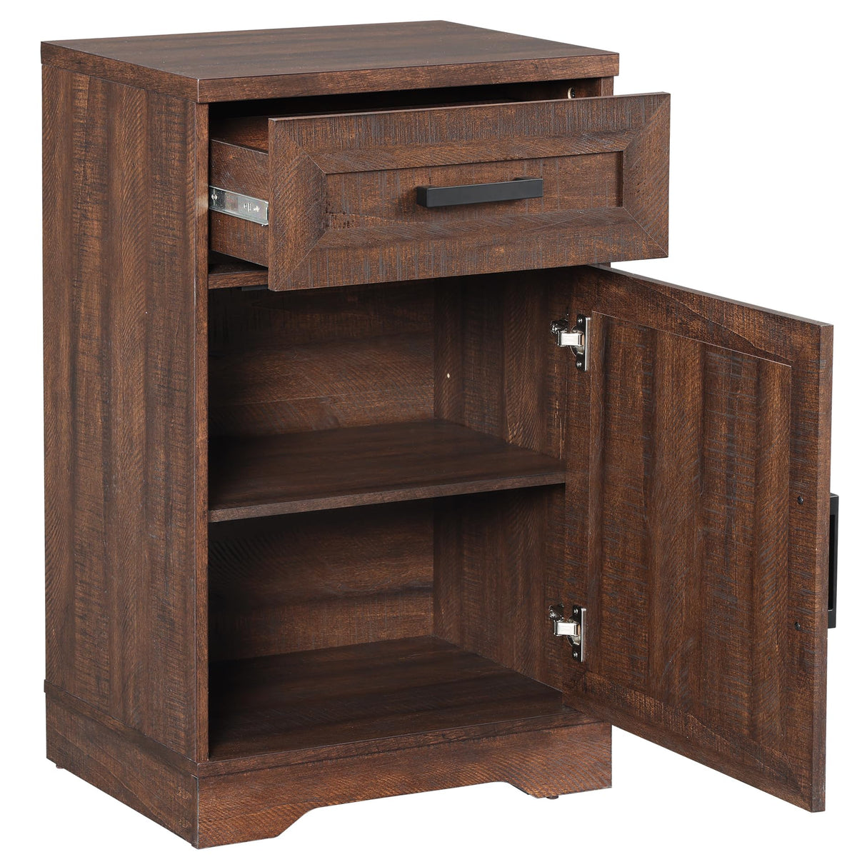 End Table with 1 Drawer & Barn Door, Farmhouse Large Sofa Side Table