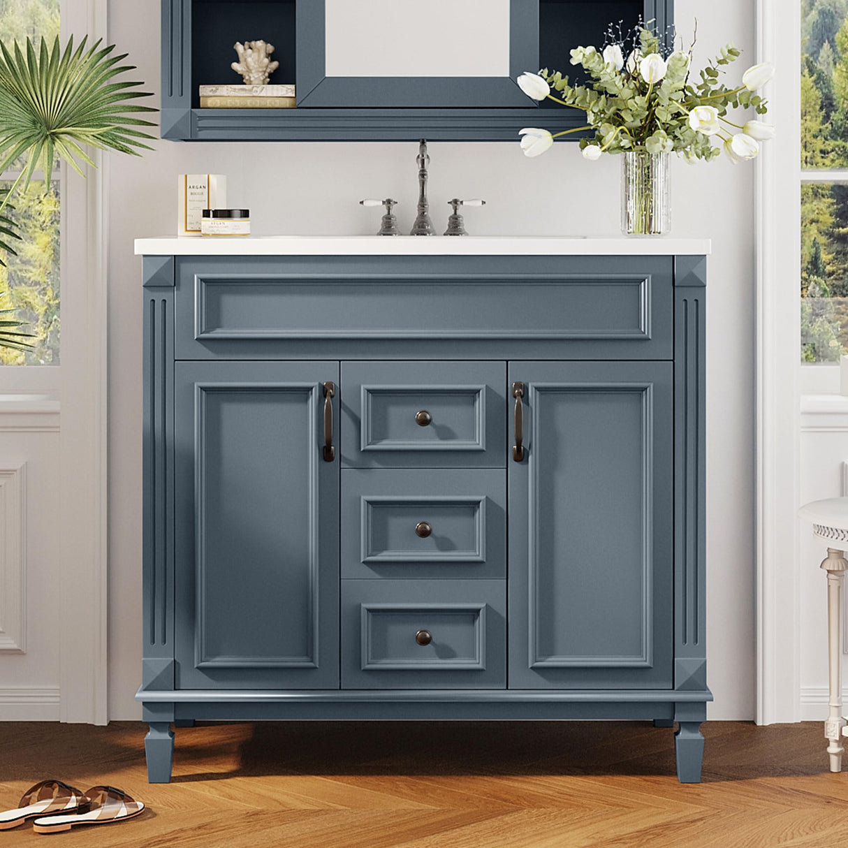 36" Bathroom Vanities with Single Sink, Modern Undermount Bathroom Sink Cabinet