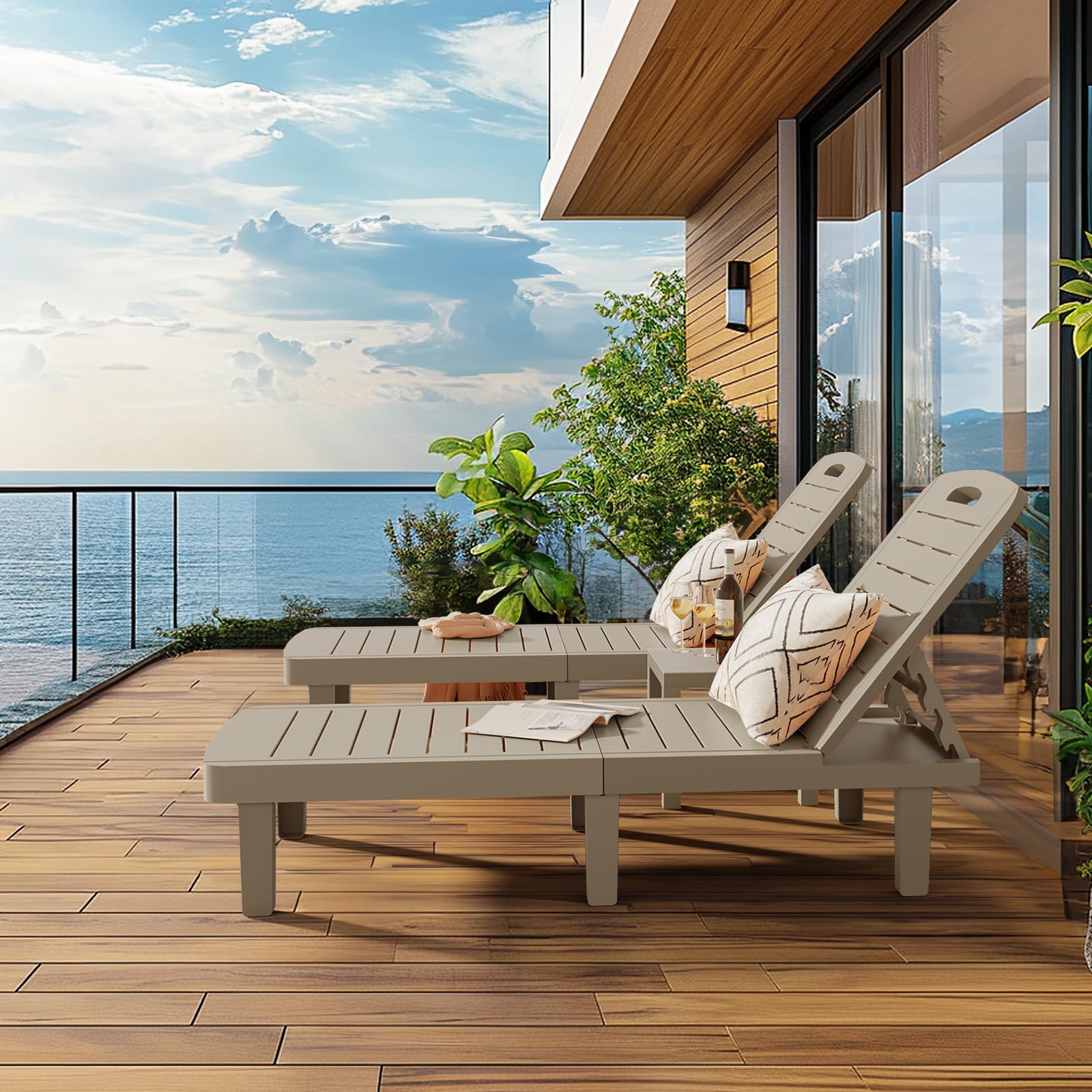 Oversized Outdoor Chaise Lounge Chairs Set of 2,Patio Lounge Chair