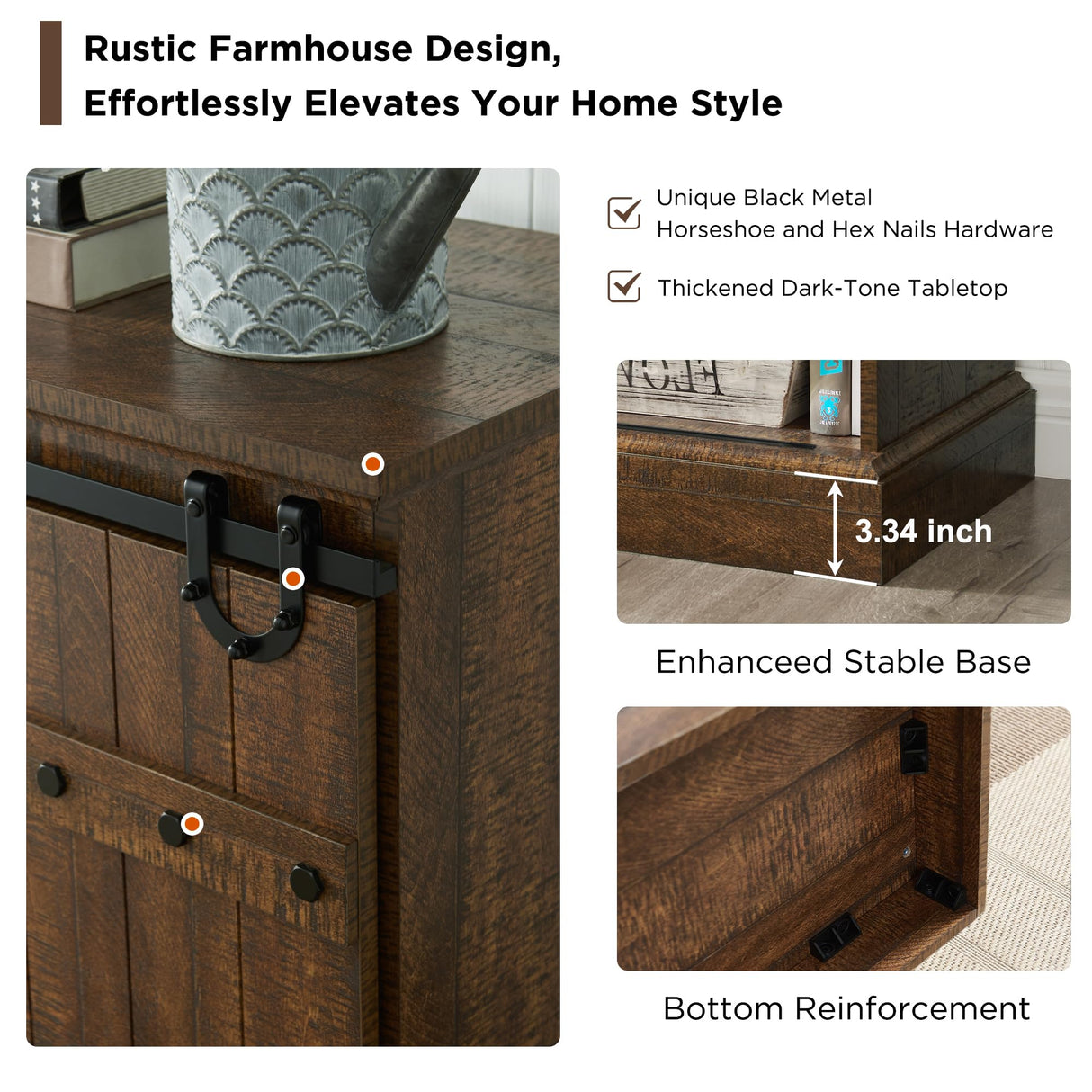 Farmhouse 75" TV Stand for 80 85 Inch TV, Rustic Media Console Table with Sliding