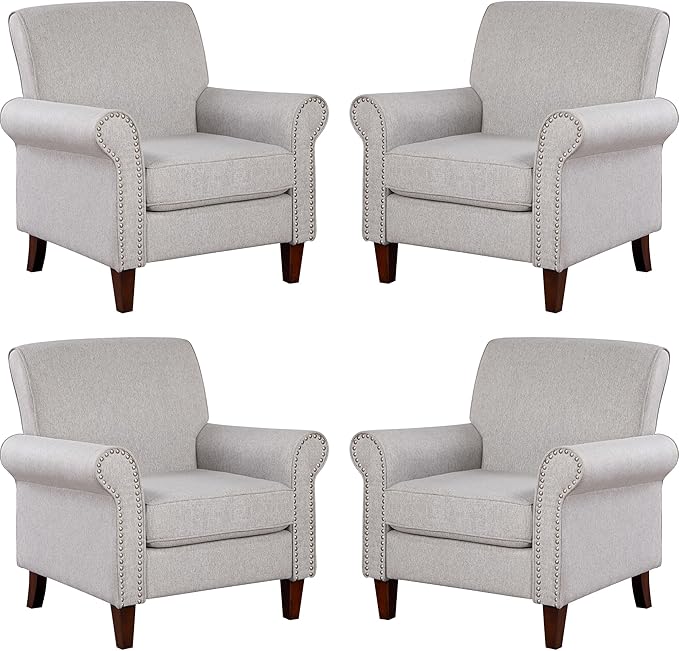 Upholstered Living Room Chair - Large Comfy Fabric Accent Chair Single Sofa