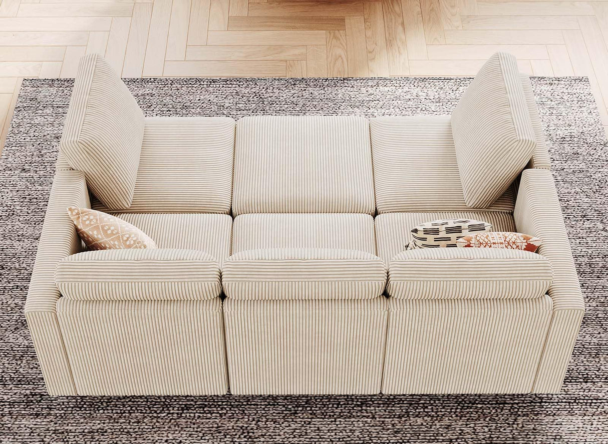 Modular Sectional Sleeper with Storage Ottoman Corduroy Sectional Couch