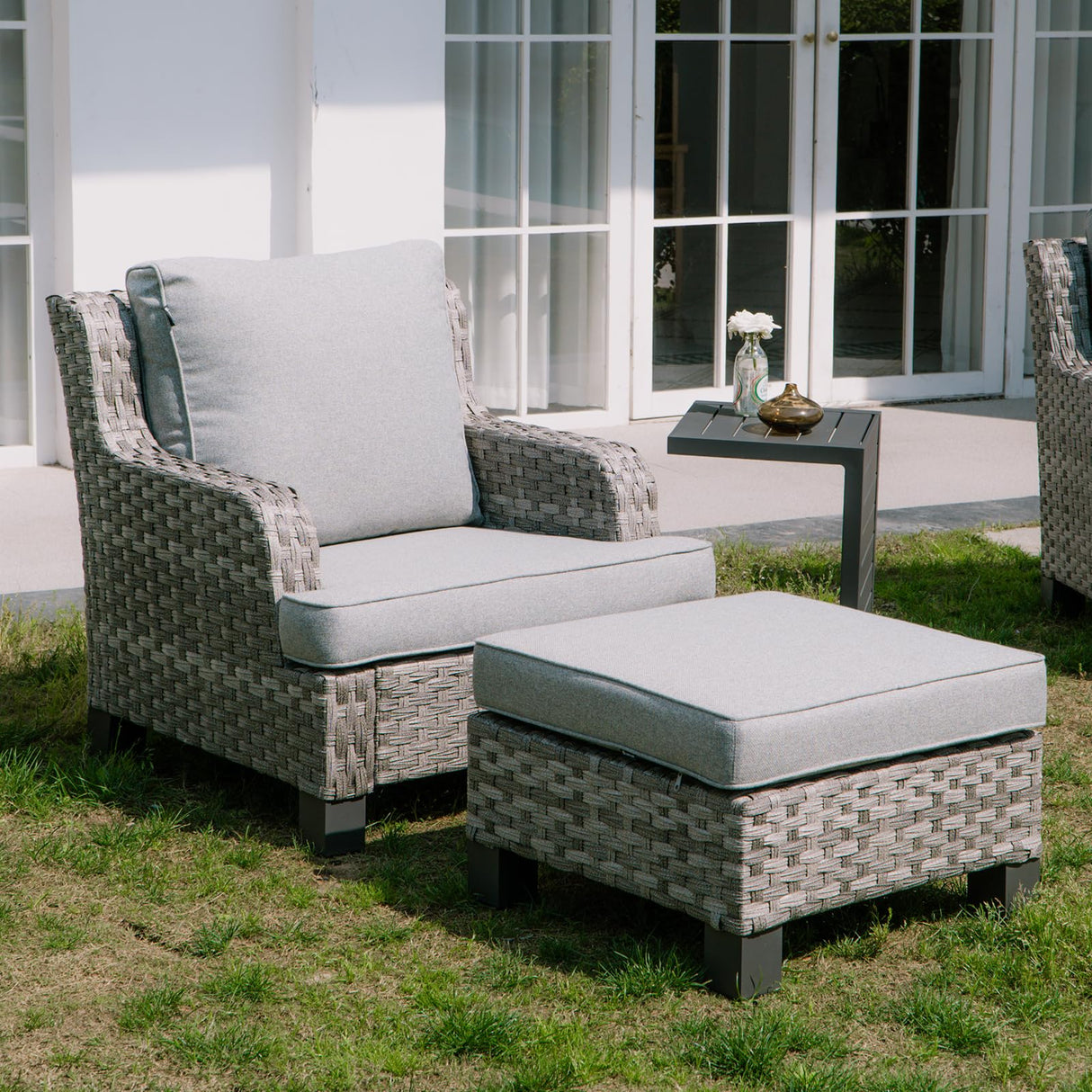 Outdoor Patio Ottomanr Wicker Ottomans for Patio 2 Pieces Rattan Ottoman