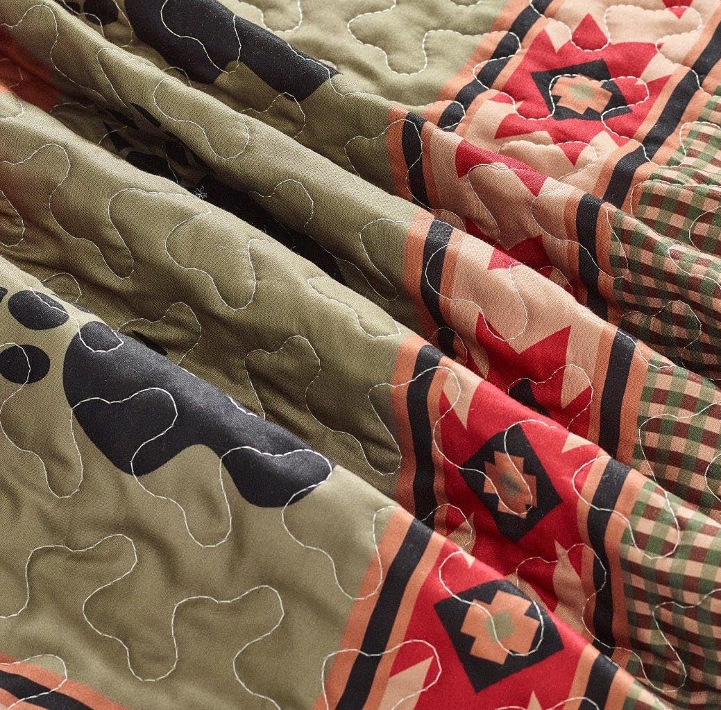 3 Piece Full/Queen Cabin Quilt Bedding Set - Bear and Paw - Rustic Country Reversible