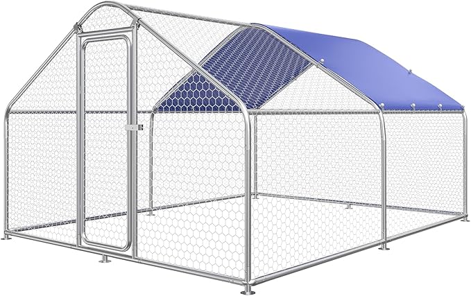 Large Chicken Run Metal, Chicken Coop Runs Pens for Yard with Cover