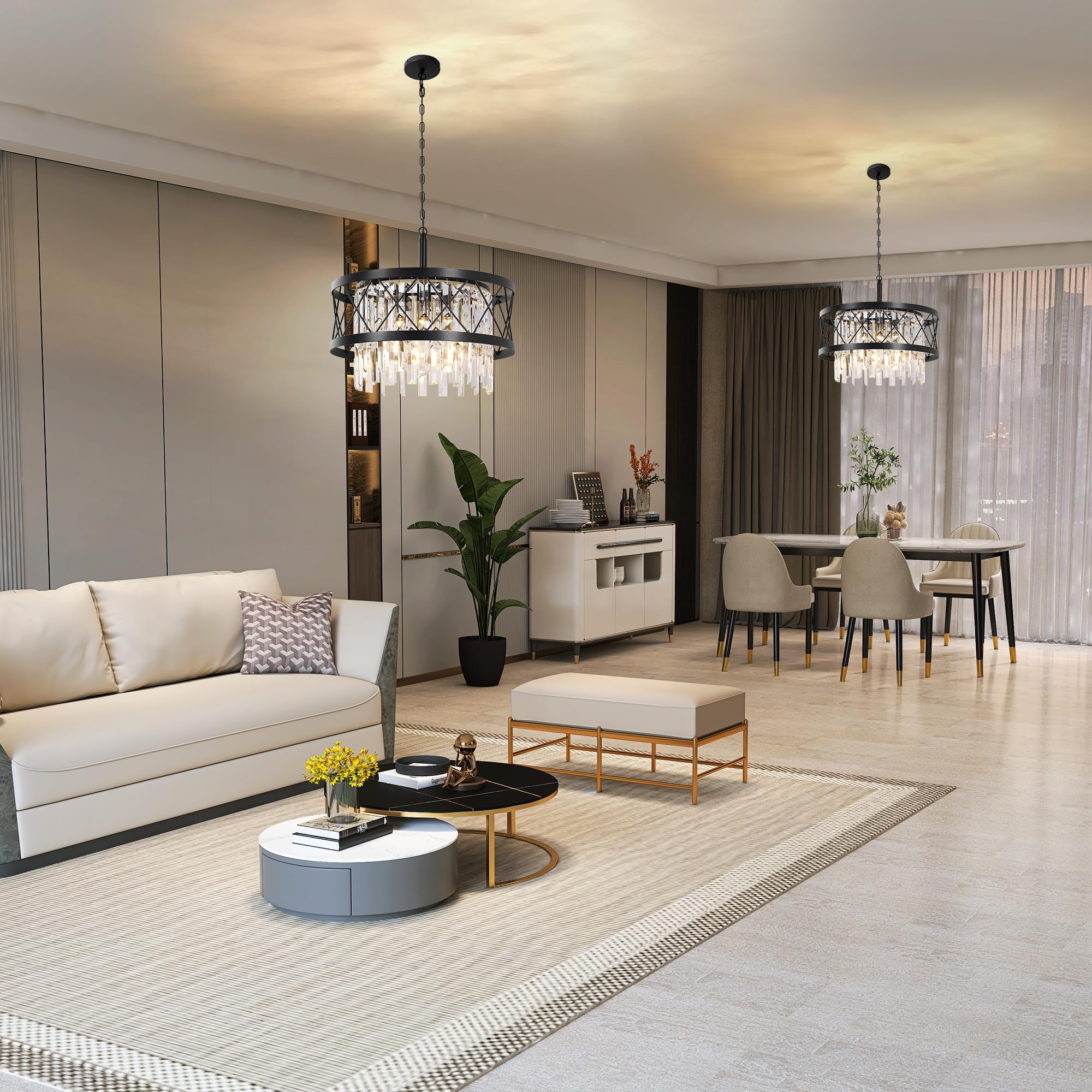 Crystal Chandelier for Bedrooms, 16'' Small Farmhouse Chandelier, Crystal Ceiling Light