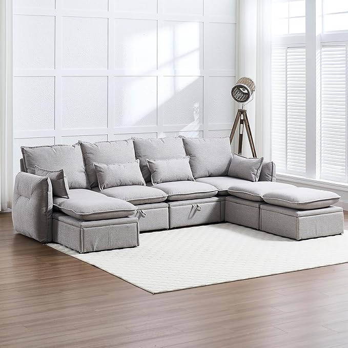 114'' Waterproof Modular Sectional Sofa with Large Storage