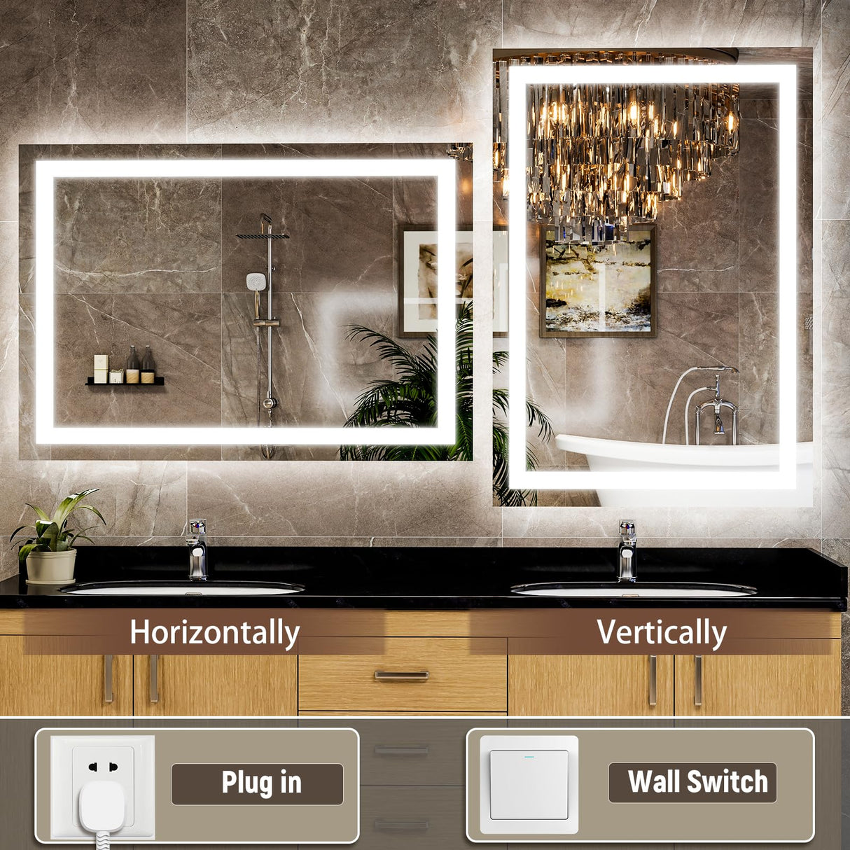 26x38 LED Bathroom Mirror - Dimmable Front & Backlit Vanity Mirror