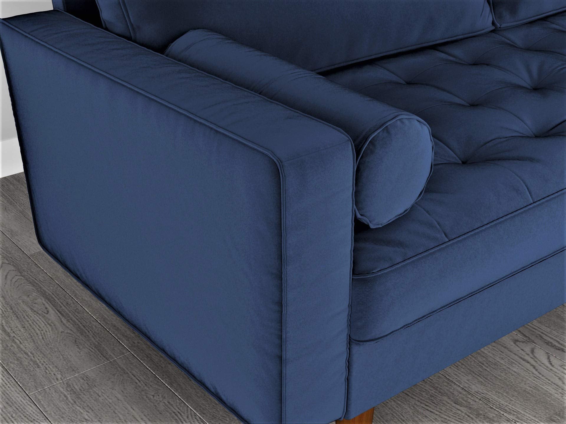 Womble Mid Century Modern Soft Velvet Upholstered Tufted Seat Sofa