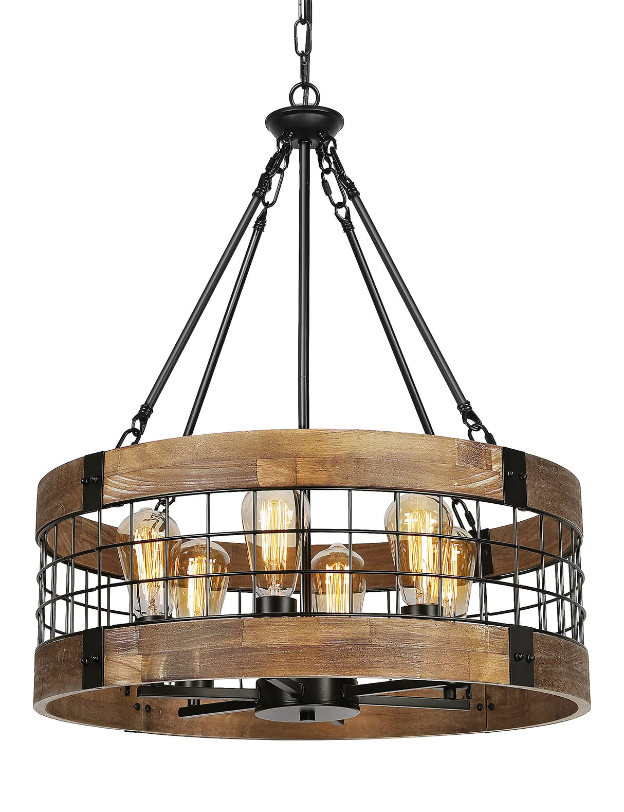 6-Light Farmhouse Chandelier for Entryway, Rustic Dining Room Light Fixtures