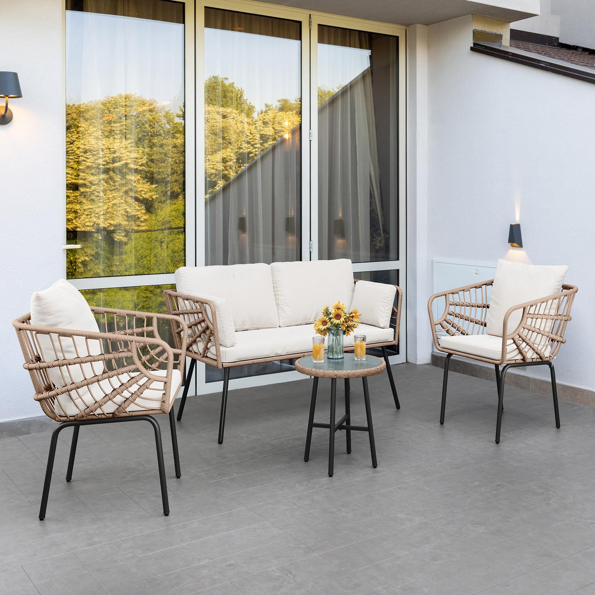 3-Piece Outdoor Wicker Patio Conversation Bistro Set