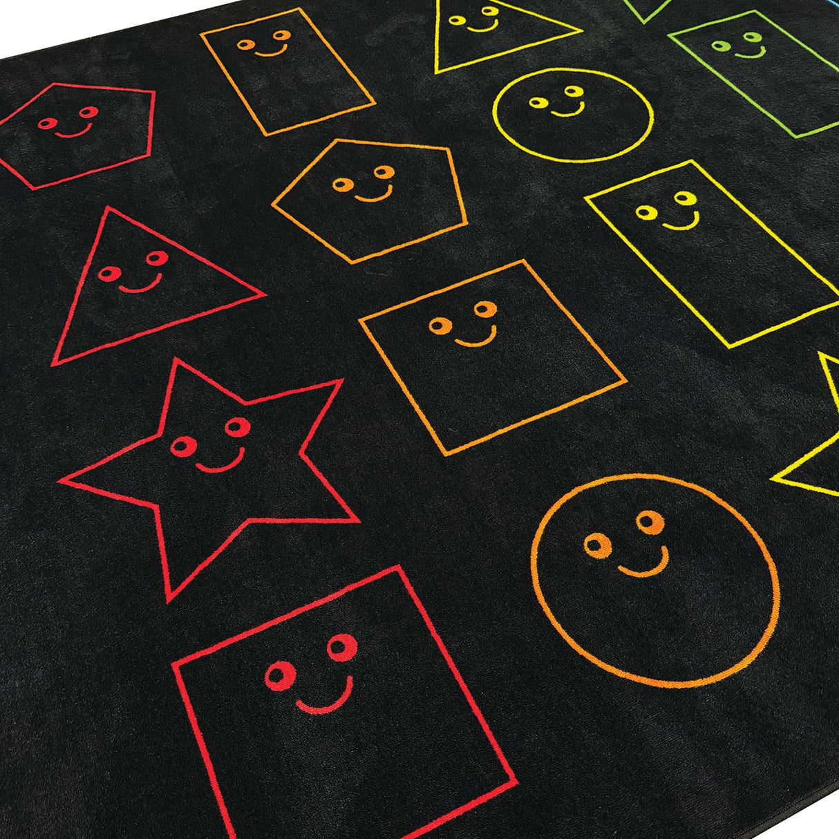 Educational Smiley Face Classroom Rug - 7.6x12 FT Nylon Area Rug for Kids
