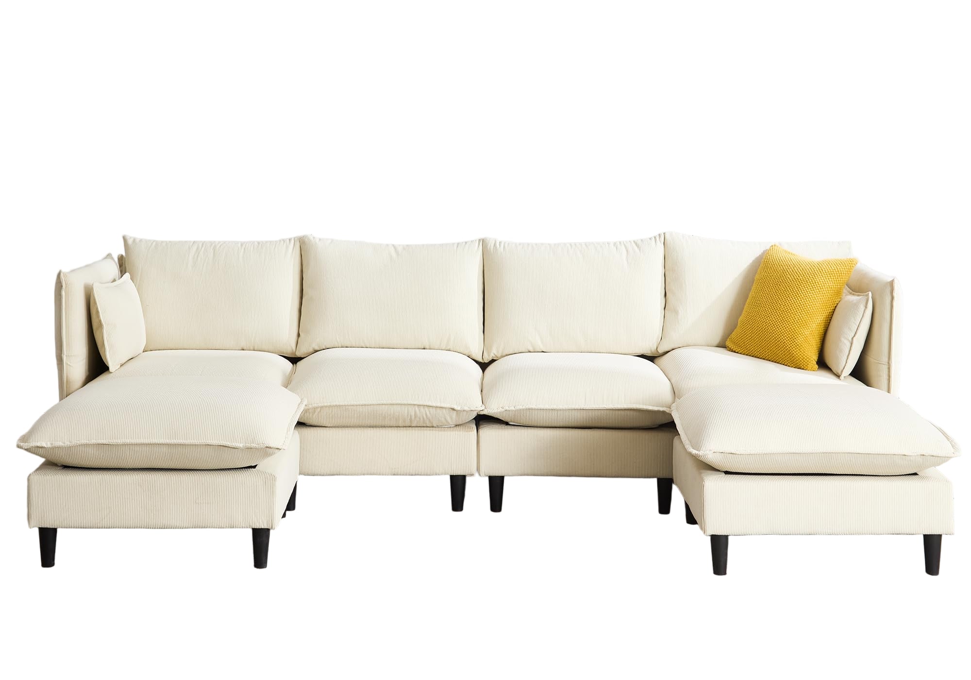 118" U-Shaped Modular Sectional Sofa, Convertible Sleeper Sofa with Ottoman