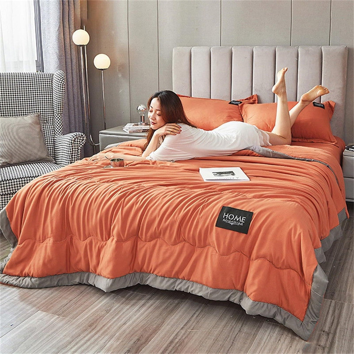 Comforter: Cooling Fiber Quilt for Hot Sleepers & Night Sweats - Lightweight, Soft(D)