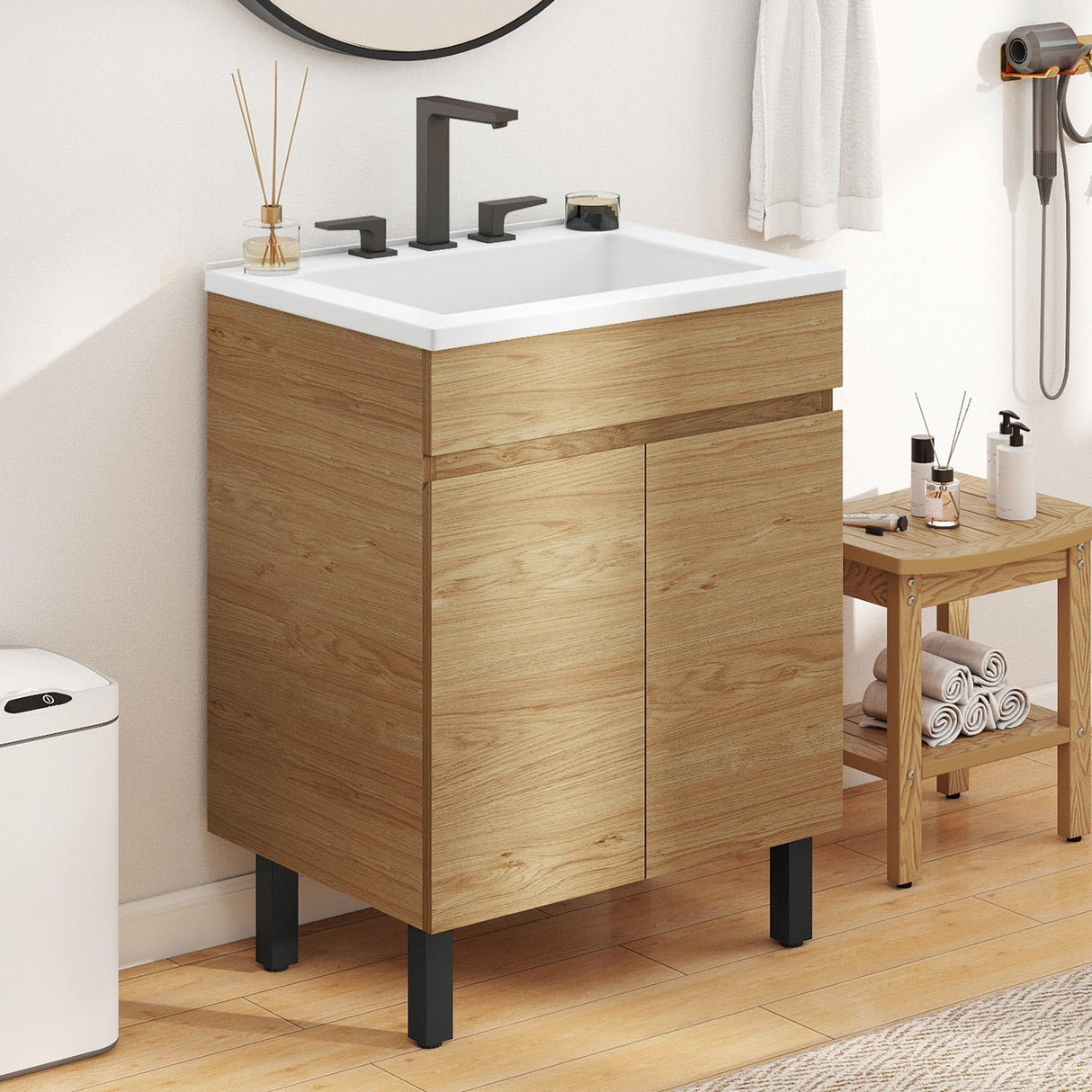 24 Inch Bathroom Vanity with Sink, Bathroom Cabinet Vanity for Small Space