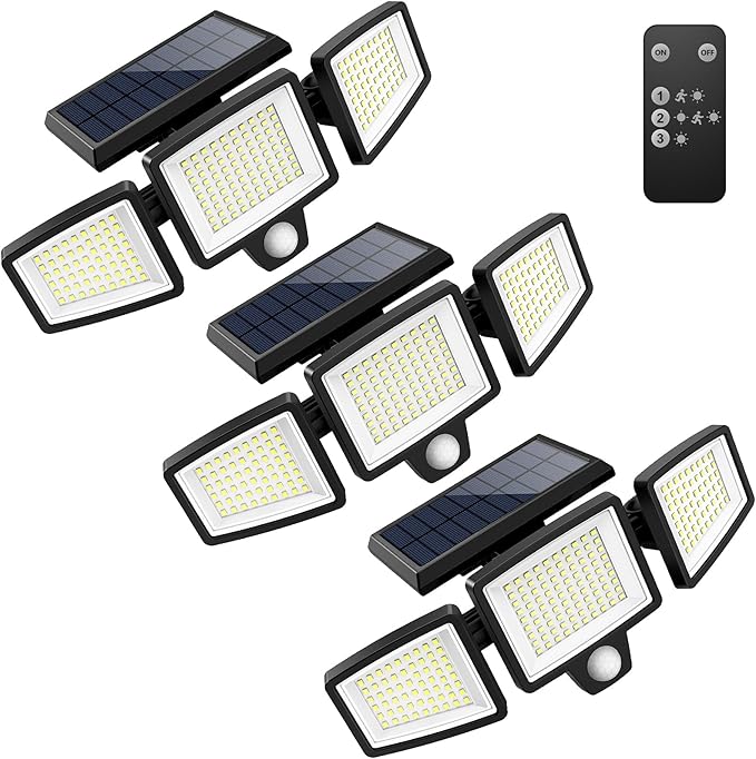 Solar Outdoor Lights 2500LM 210 LED Security Lights with Remote Control