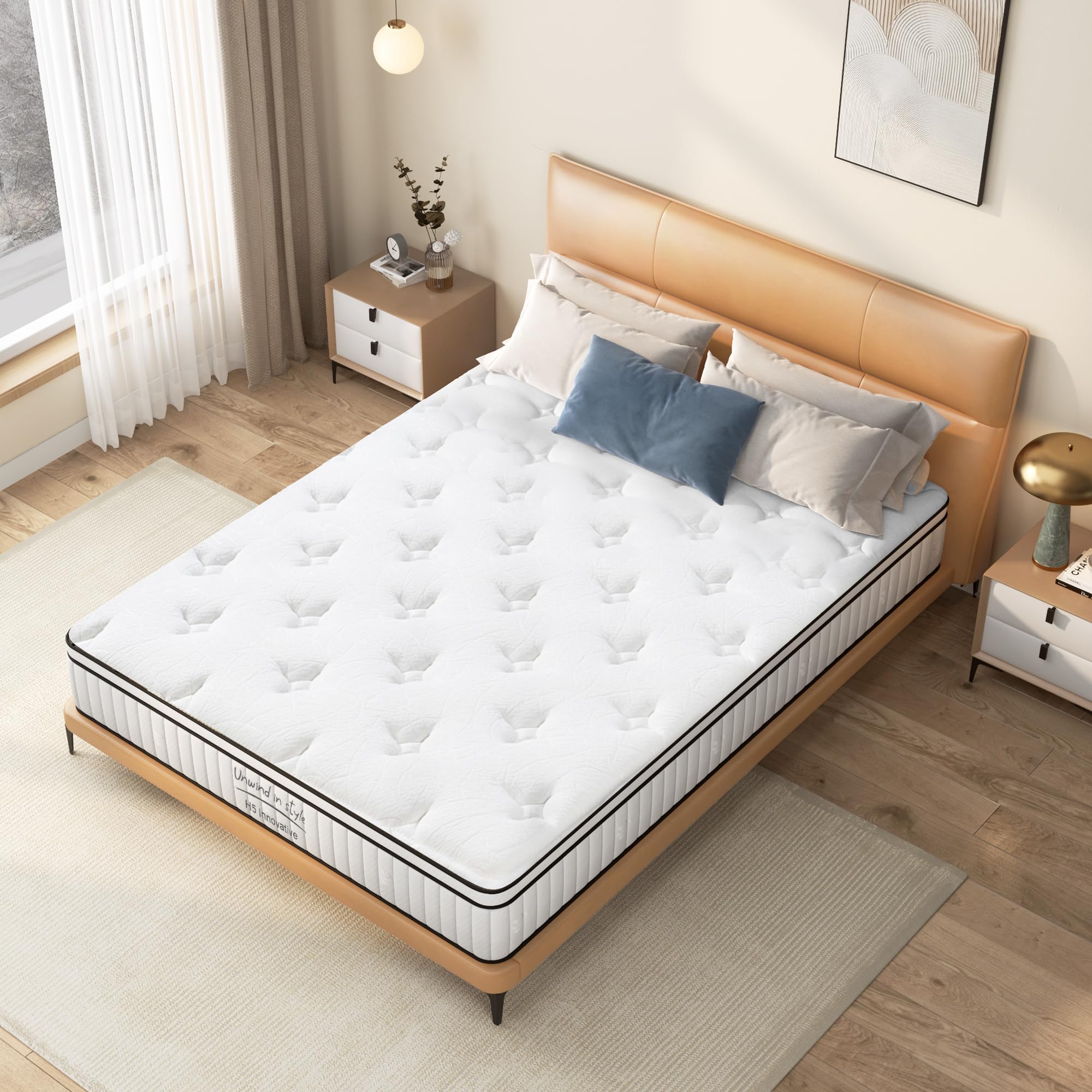 10 inch Hybrid Mattress Queen Size,Medium Firm Mattress with Memory Foam and Pocket