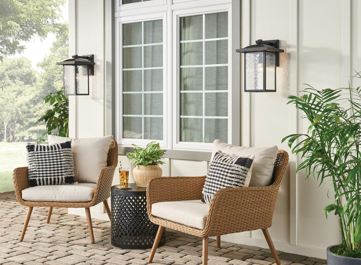 Capanna 16" Outdoor Wall Light in Black, 1-Light Exterior Wall Sconce Porch Light