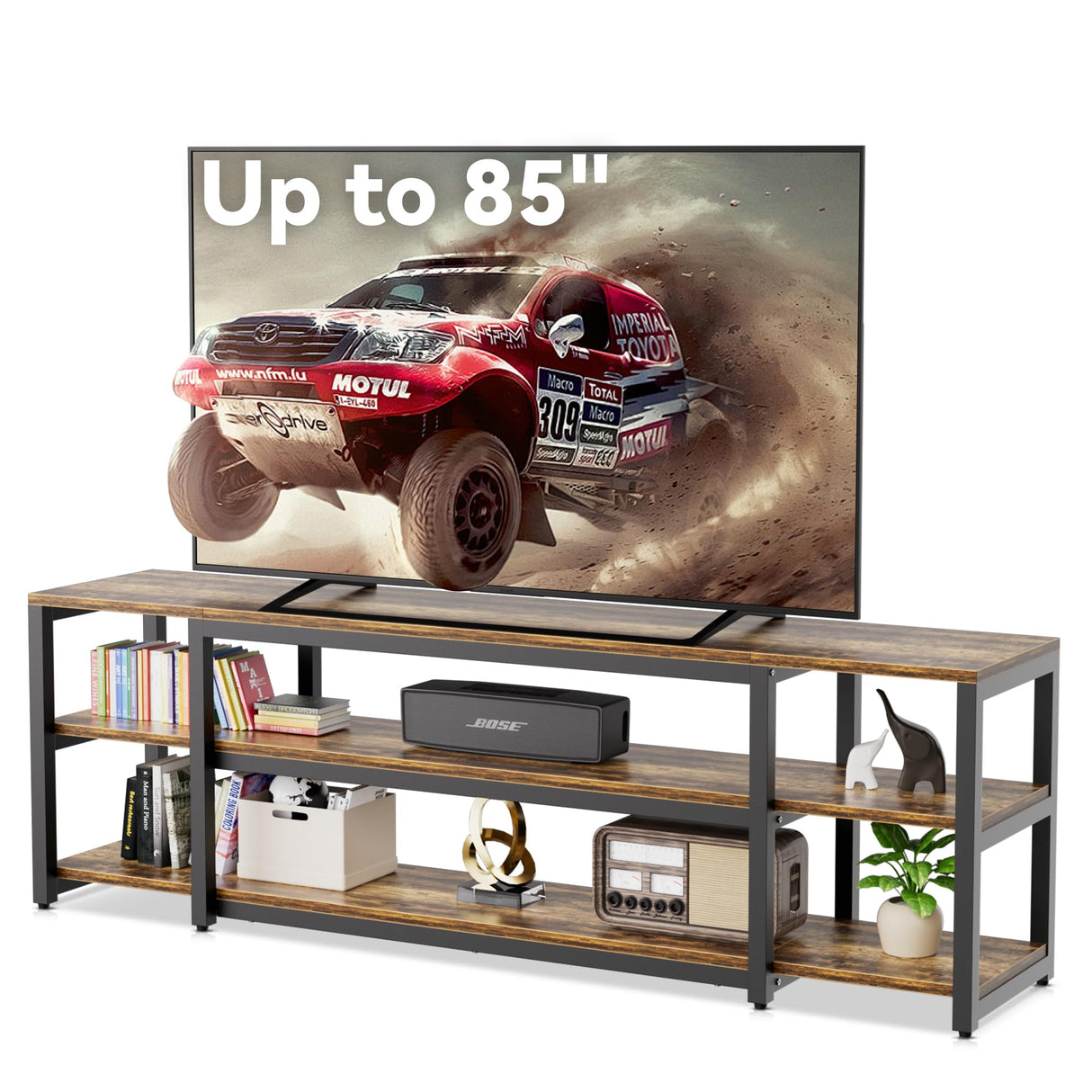 85 inch TV Stand, Entertainment Center for 70 75 80 85" TV, 75.2" Wide Wood Television
