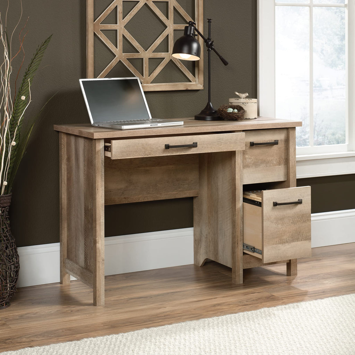 Cannery Bridge Desk, L: 43.15" x H: 19.291" x W: 29.528", Lintel Oak Finish
