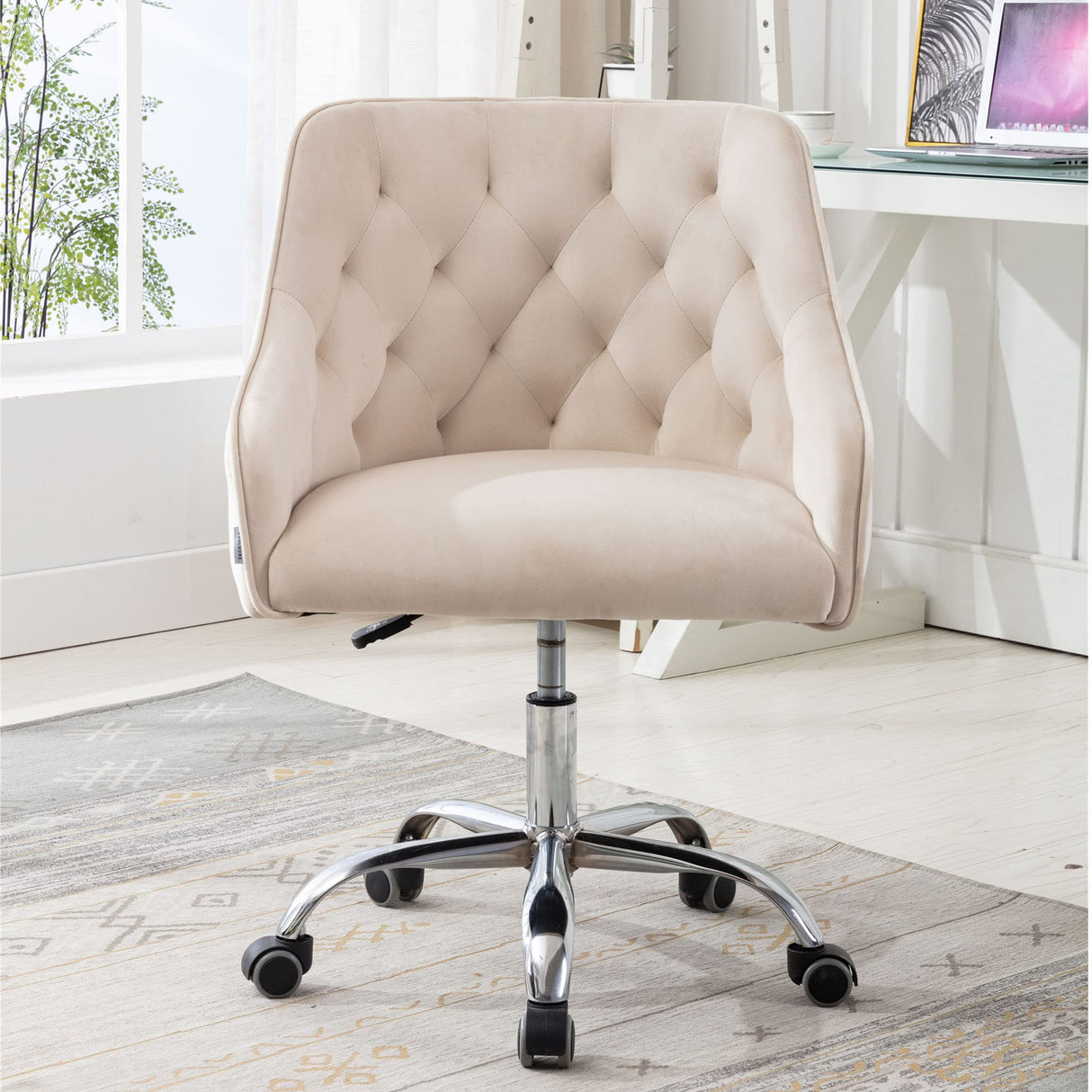 Office Desk Chair Modern Velvet Office Computer Chair Height Adjustable Mid-Back Task Chair