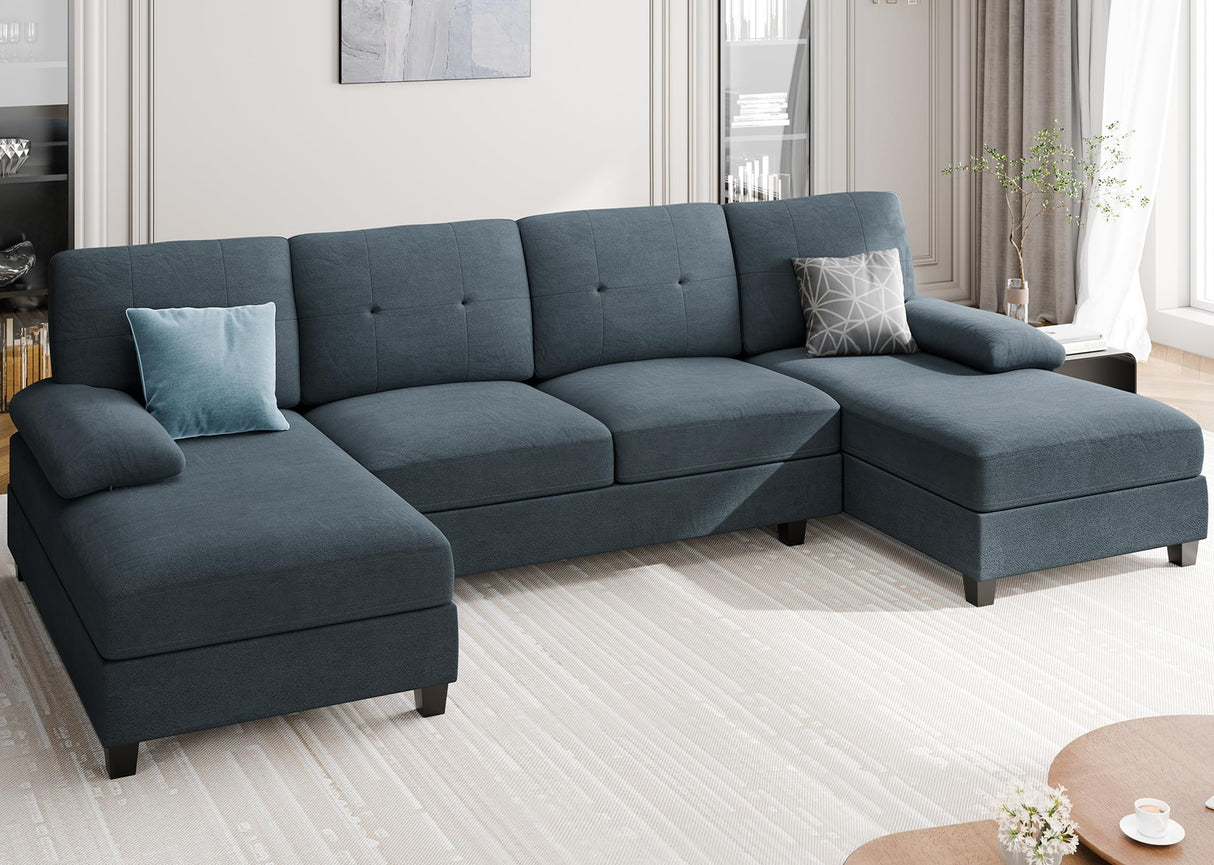 4 Seat Sofa Set U-Shaped Couch Sectional Couches for Living Room