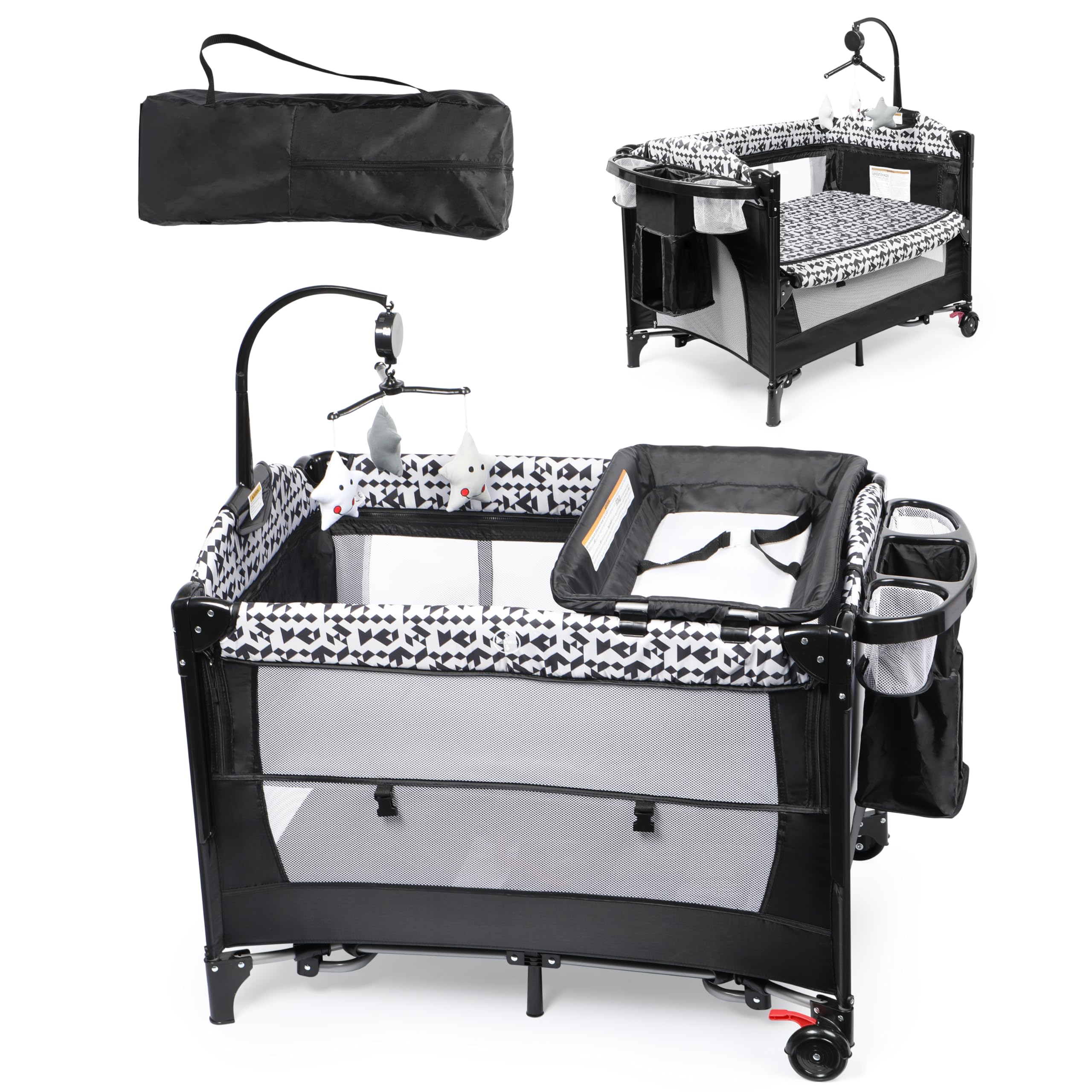 5-in-1 Baby Bassinet Bedside Sleeper, Baby Pack and Play with Changing Table